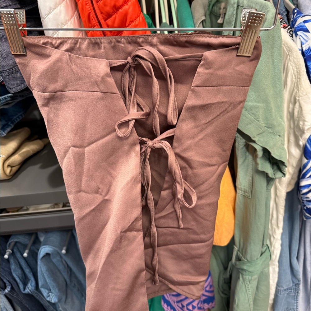 Brown satin strapless set - Picture 5 of 7